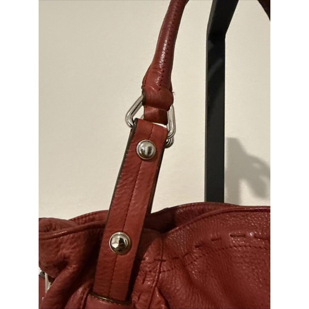 B. Makowsky Rust Leather Hobo Handbag  with Chunky Silver Hardware - Picture 5 of 9